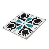 Zwart en Blauwgroen gecompliceerd Floral patroon Tegeltje (Zijkant)