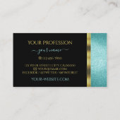 Zwart en Blauwgroen Glitter Gold Border  Decor Visitekaartje (Achterkant)