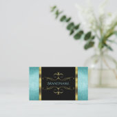 Zwart en Blauwgroen Glitter Gold Border  Decor Visitekaartje (Staand voorkant)