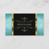 Zwart en Blauwgroen Glitter Gold Border  Decor Visitekaartje (Voorkant)