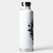 Zwart en Blauwgroen Glittery floral Waterfles (Rechts)