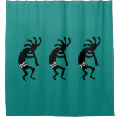 Zwart en Blauwgroen Kokopelli zuidwestelijk ontwer Douchegordijn (Voorkant)