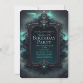 Zwart en Blauwgroen Mystiek Verjaardag Kaart (Voorkant)