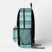 Zwart en Blauwgroen Plaid Print Rugzak (Rechts)