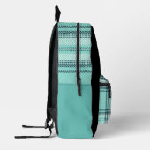 Zwart en Blauwgroen Plaid Print Rugzak (Links)