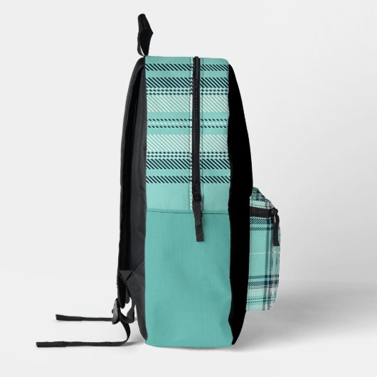 Zwart en Blauwgroen Plaid Print Rugzak (Links)
