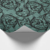 Zwart en Blauwgroen  sierpatroon Cadeaupapier (Hoek)