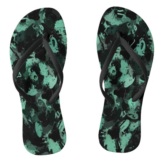 Zwart en Blauwgroen Teenslippers (Voetbed)