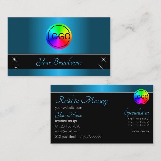 Zwart en Blauwgroen verloop met Logo Professional Visitekaartje (Voorkant / Achterkant)