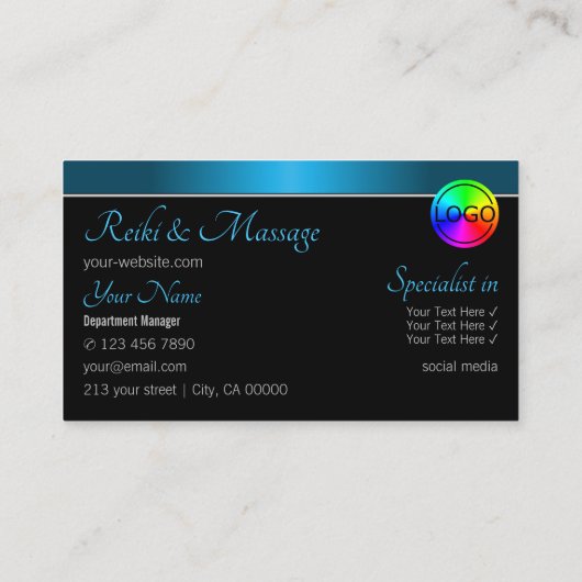 Zwart en Blauwgroen verloop met Logo Professional Visitekaartje