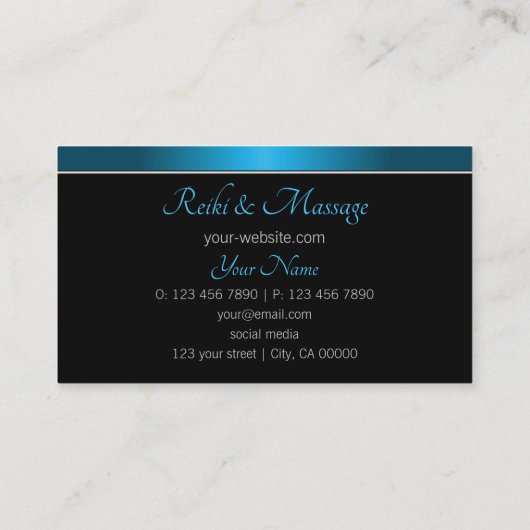 Zwart en Blauwgroen verloop met Monogram Professio Visitekaartje (Achterkant)