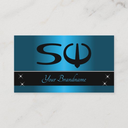 Zwart en Blauwgroen verloop met professionele Init Visitekaartje (Voorkant)