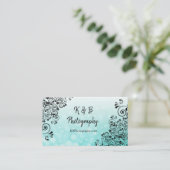 Zwart en Blauwgroen Visitekaartje Fancy rand (Staand voorkant)