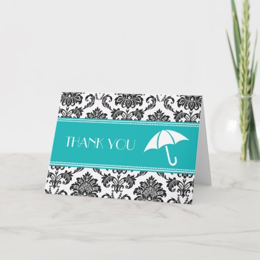 Zwart en Blauwgroen Vrijgezellenfeest Dank u Bedankkaart (Voorkant)