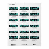 Zwart en Blauwgroen Zebra Adreslabel Etiket (Full Sheet)