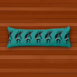 Zwart en Blauwgroen zuidwesten Kokopelli Pattern Lichaamskussen