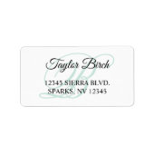 Zwart en bleke Teal Fantasie Monogram Etiket (Voorkant)