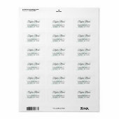 Zwart en bleke Teal Fantasie Monogram Etiket (Full Sheet)