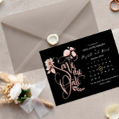 zwart en bloemig 50e Jubileum Save The Date Aankondigingskaart