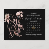 zwart en bloemig 50e Jubileum Save The Date Aankondigingskaart (Voorkant)