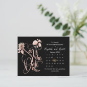 zwart en bloemig 50e Jubileum Save The Date Aankondigingskaart (Staand voorkant)