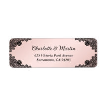 Zwart en blos bloemenkalksel trouw retouradres