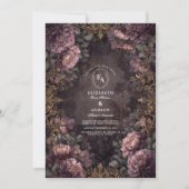 Zwart en Blush Barok Bloemen Huwelijk Kaart (Voorkant)