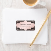 Zwart en Blush Bloemen Kant Bruiloft Etiket (Insitu)