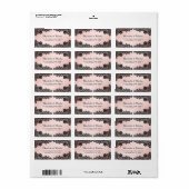 Zwart en Blush Bloemen Kant Trouwen Etiket (Full Sheet)