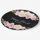 Zwart en Blush Roses Chic Vrijgezellenfeest Papieren Bordje (Gekanteld)