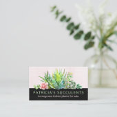Zwart en Blush Roze Homegrown Succulent Plant Visitekaartje (Staand voorkant)