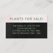 Zwart en Blush Roze Homegrown Succulent Plant Visitekaartje (Achterkant)