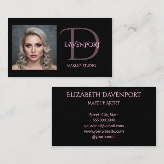 Zwart en Blush Roze Monogram Visitekaartje