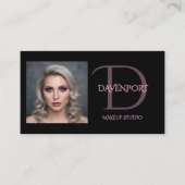 Zwart en Blush Roze Monogram Visitekaartje (Voorkant)