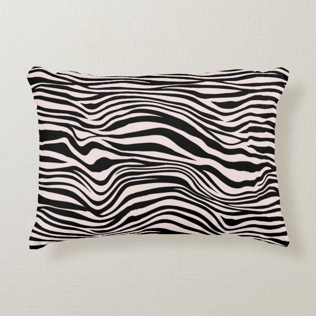Zwart en Blush Zand Zebra Print Accent Kussen (Voorkant)