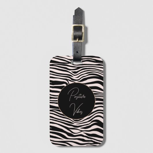 Zwart en Blush Zand Zebra Print Bagagelabel (Voorkant (verticaal))