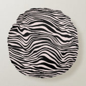 Zwart en Blush Zand Zebra Print Rond Kussen (Voorkant)