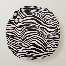 Zwart en Blush Zand Zebra Print Rond Kussen