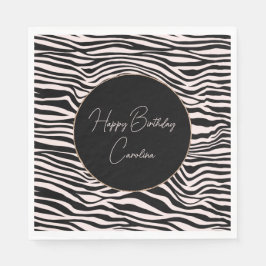 Zwart en Blush Zand Zebra Print Servet