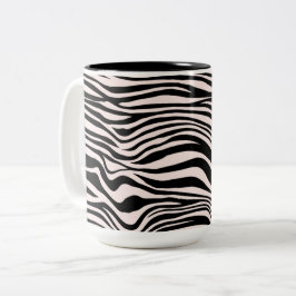 Zwart en Blush Zand Zebra Print Tweekleurige Koffiemok