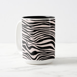 Zwart en Blush Zand Zebra Print Tweekleurige Koffiemok