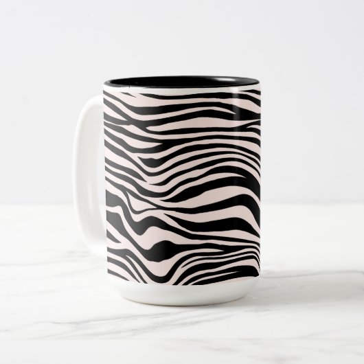 Zwart en Blush Zand Zebra Print Tweekleurige Koffiemok (Voorkant links)