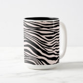 Zwart en Blush Zand Zebra Print Tweekleurige Koffiemok (Voorkant rechts)