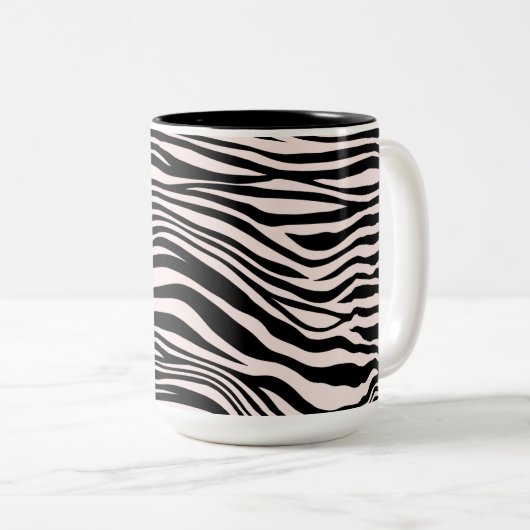 Zwart en Blush Zand Zebra Print Tweekleurige Koffiemok (Voorkant rechts)