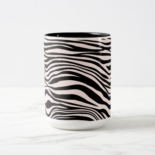 Zwart en Blush Zand Zebra Print Tweekleurige Koffiemok (Center)