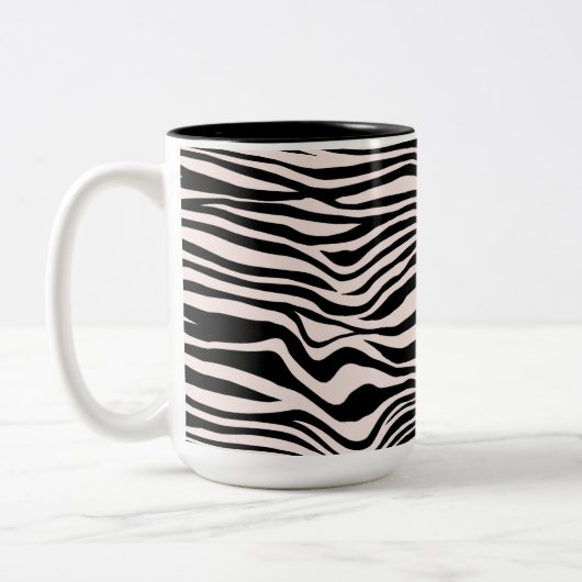 Zwart en Blush Zand Zebra Print Tweekleurige Koffiemok (Links)