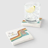 Zwart en boekomloop in boekvorm stenen onderzetter (Zijkant)