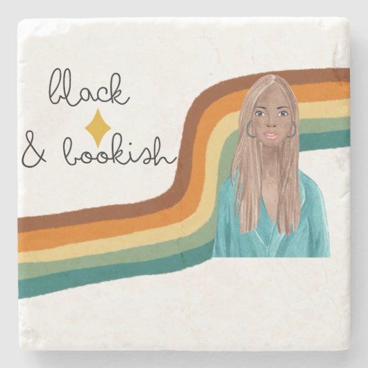 Zwart en boekomloop in boekvorm stenen onderzetter (Voorkant)