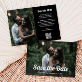 Zwart en Boho script | Twee foto's en QR-code Save The Date