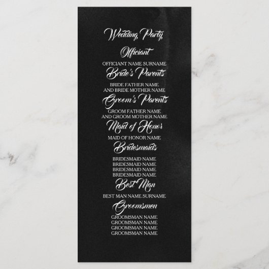 Zwart en Bourgogne Rode Bloemen Trouwprogramma's Programmakaart (Achterkant)